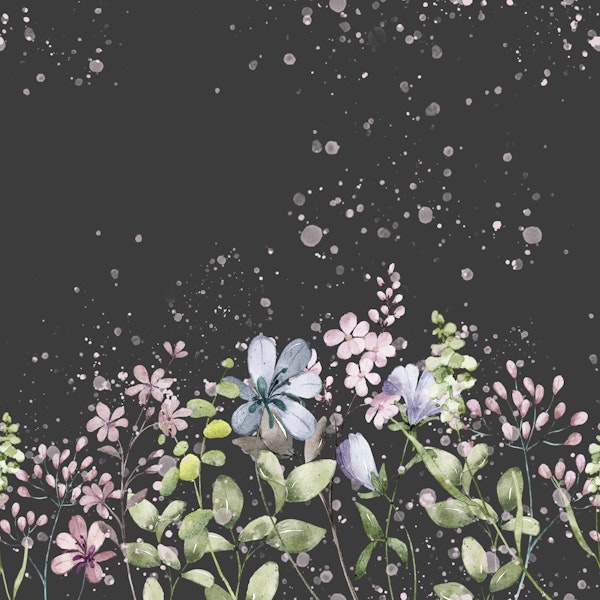 Watercolor Flowers on Charcoal