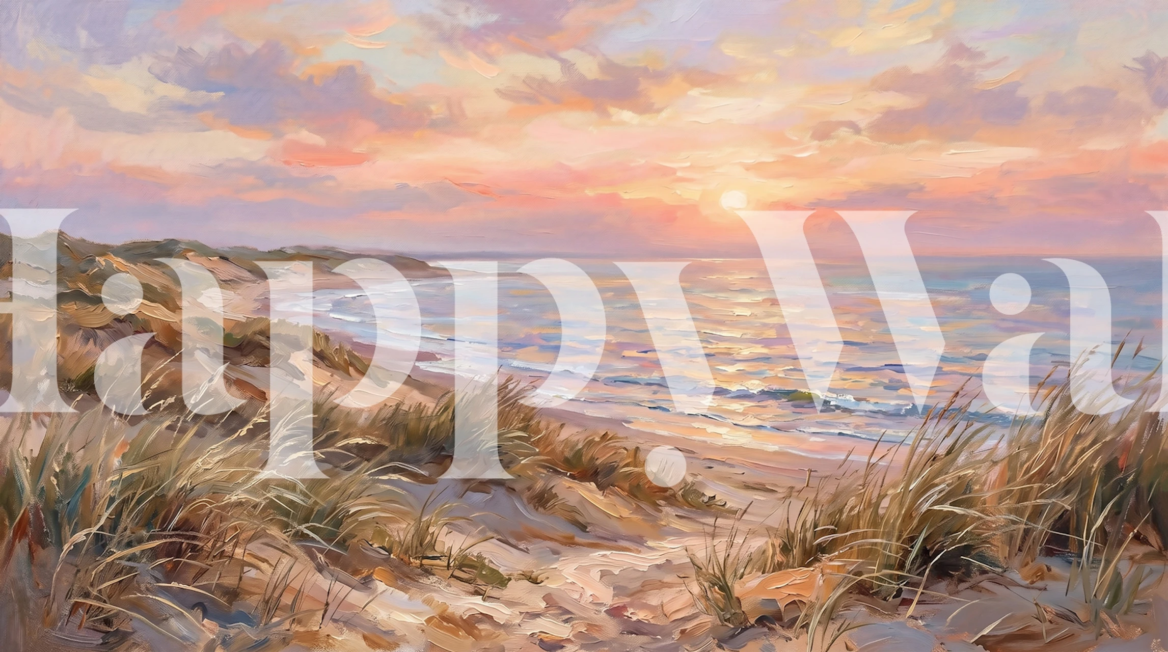 Sunset beach dunes wallpaper in a coastal room