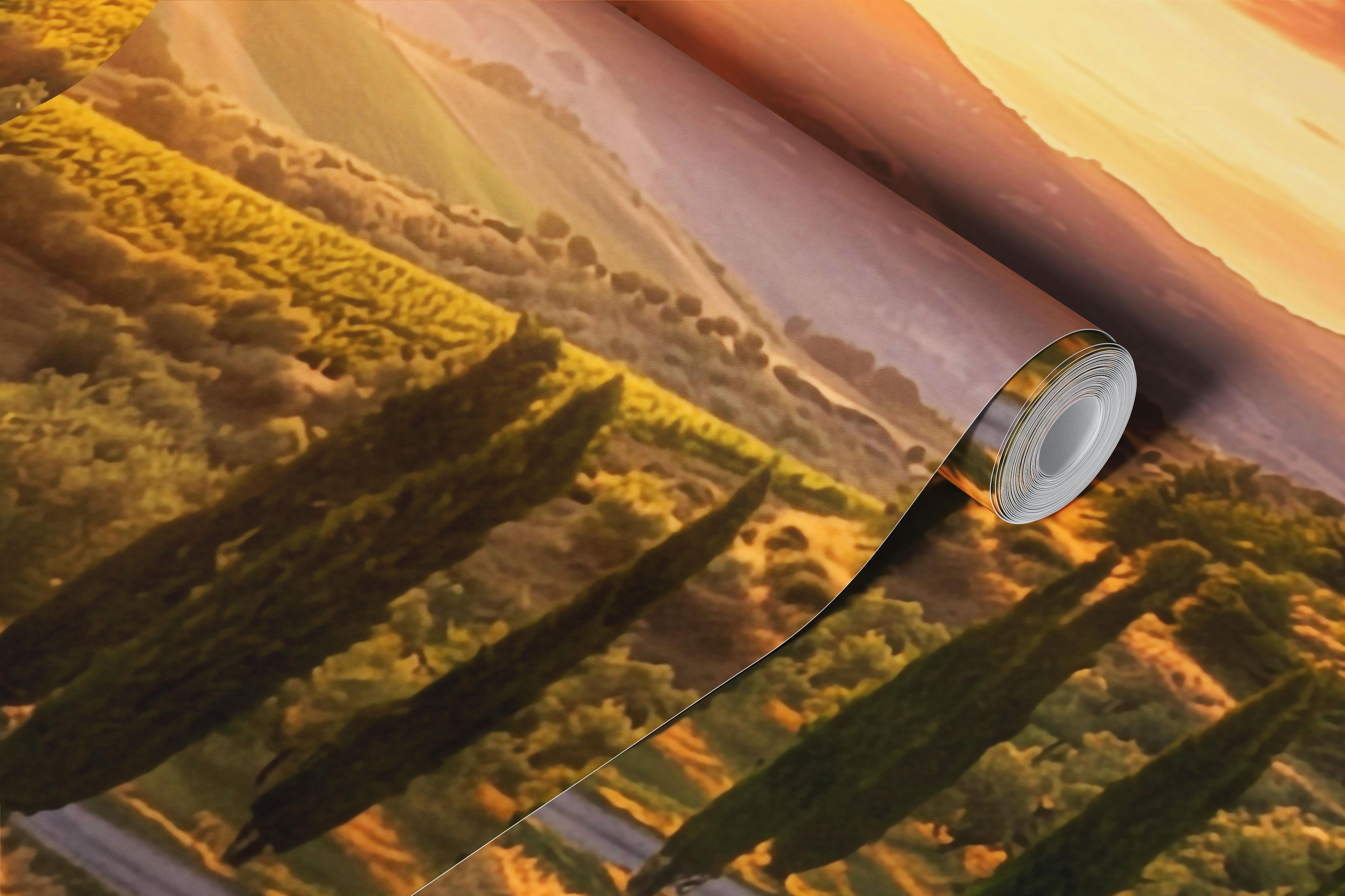 Tuscan sunrise wallpaper in a room
