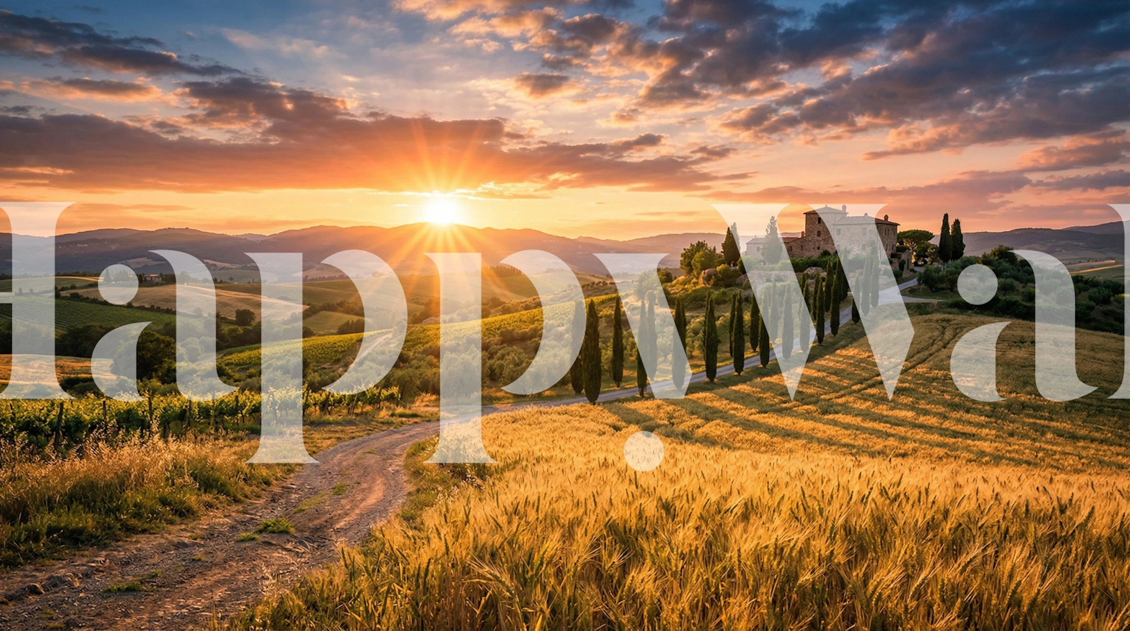Tuscan sunrise wallpaper in a room