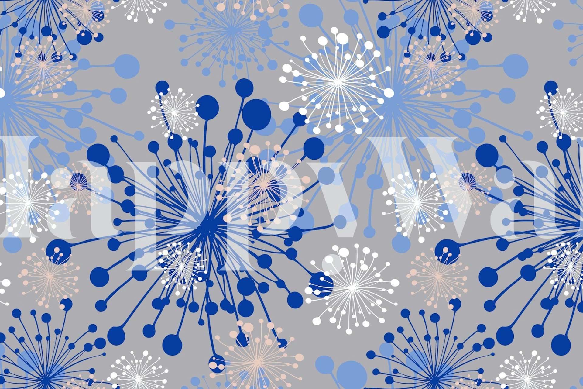 Elegant grå og royal blue dandelion, der skaber en livlig accentvæg