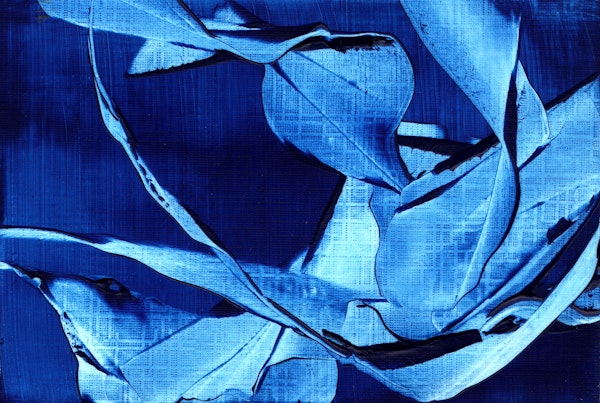 Indigo Floral Linen Texture