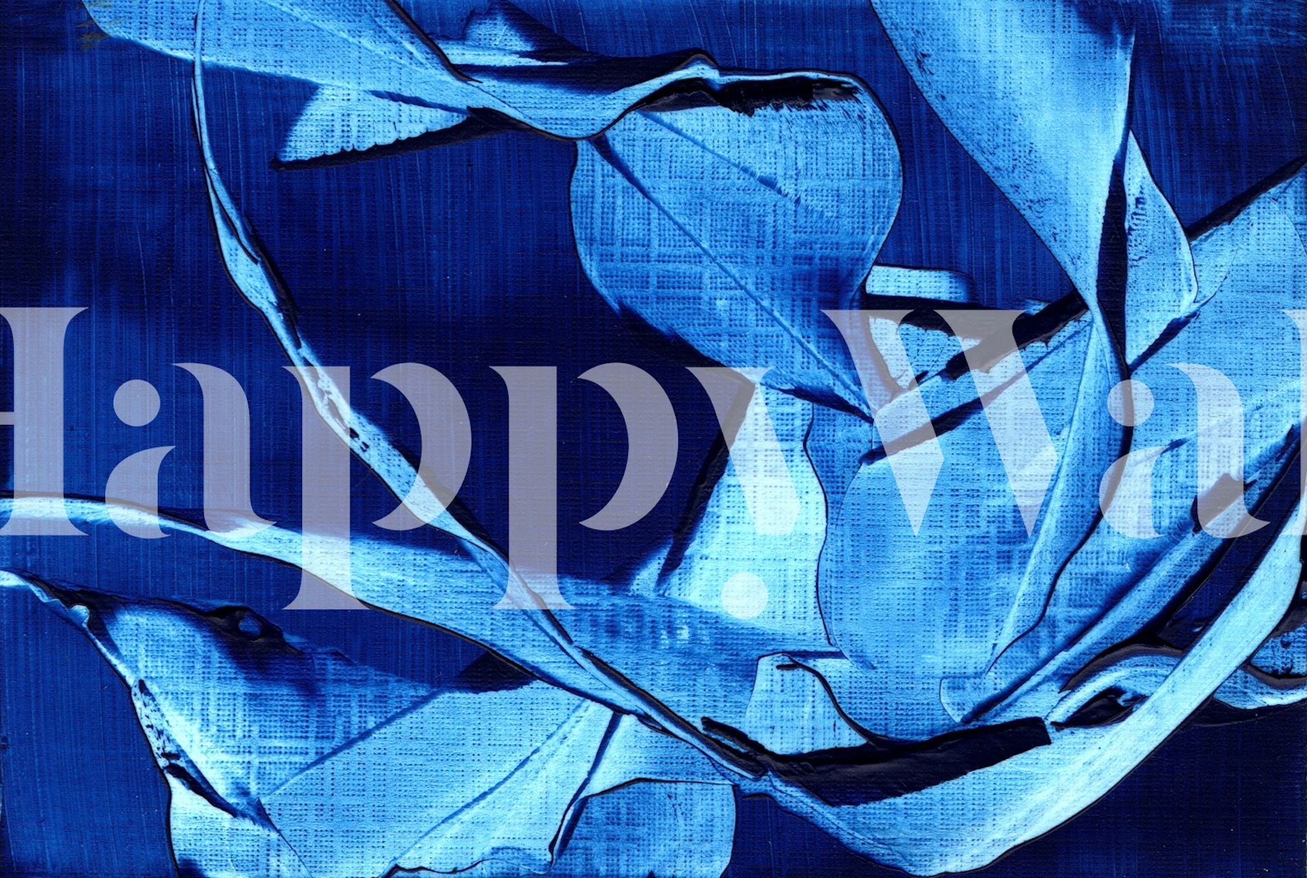 Blue floral leaf wallpaper in a modern room