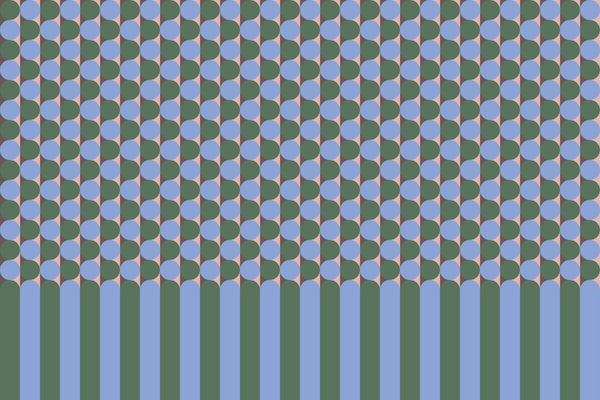Geometric Dots on Striped Base – Blue & Green