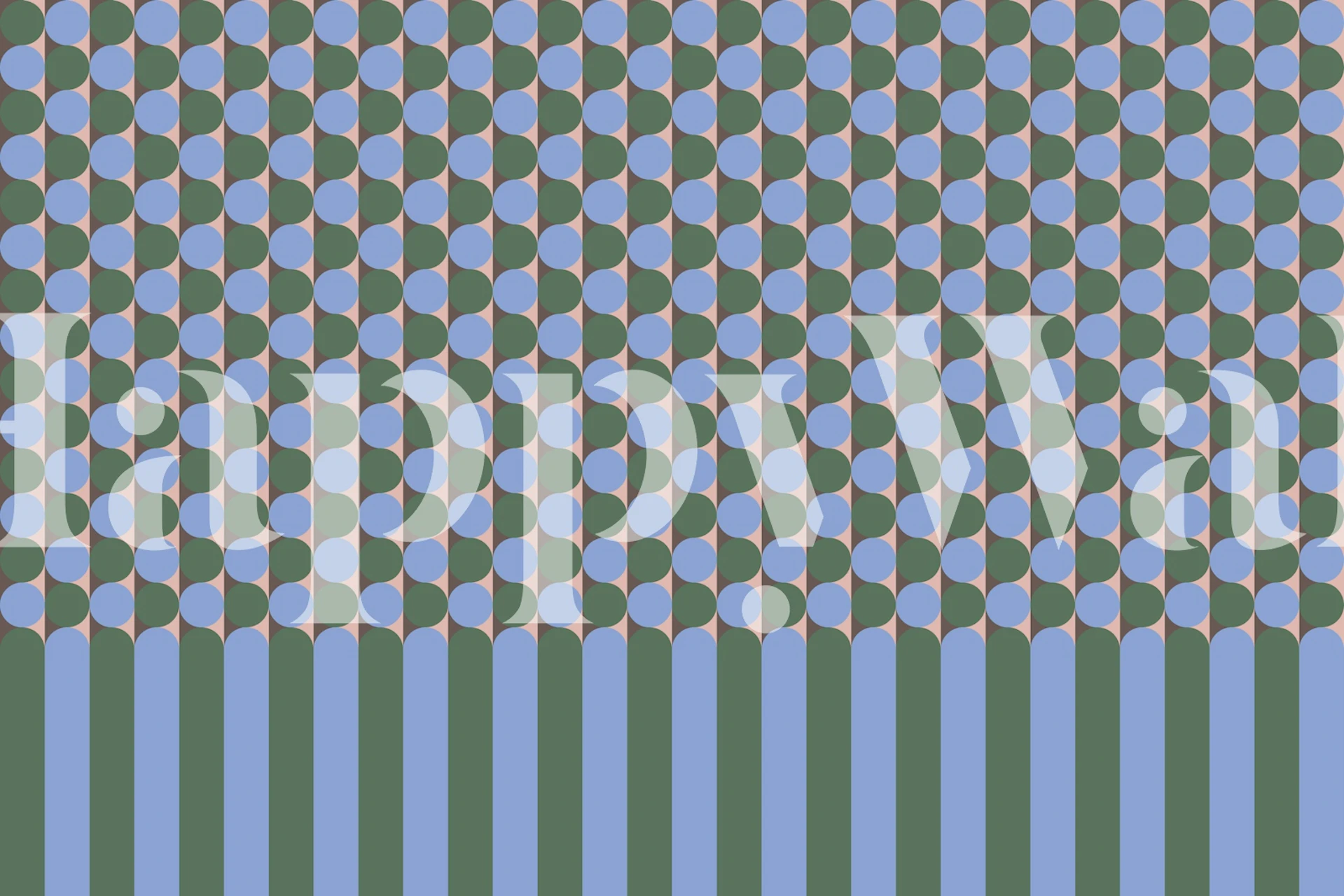 Blue and green geometric dots wallpaper in a room
