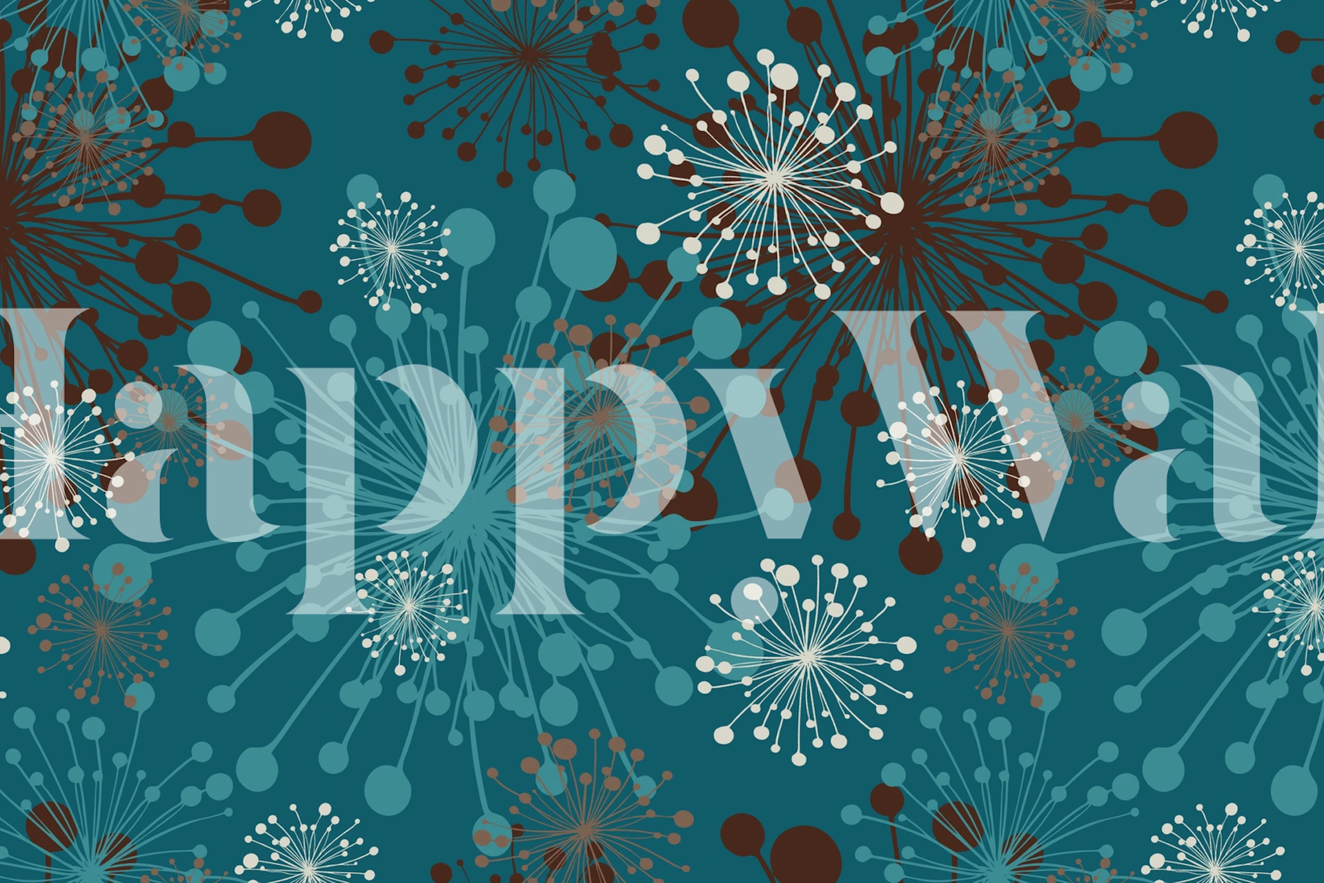 Fototapeta Pampelišky Teal Blue Brown s květinovým vzorem na modrozeleném pozadí