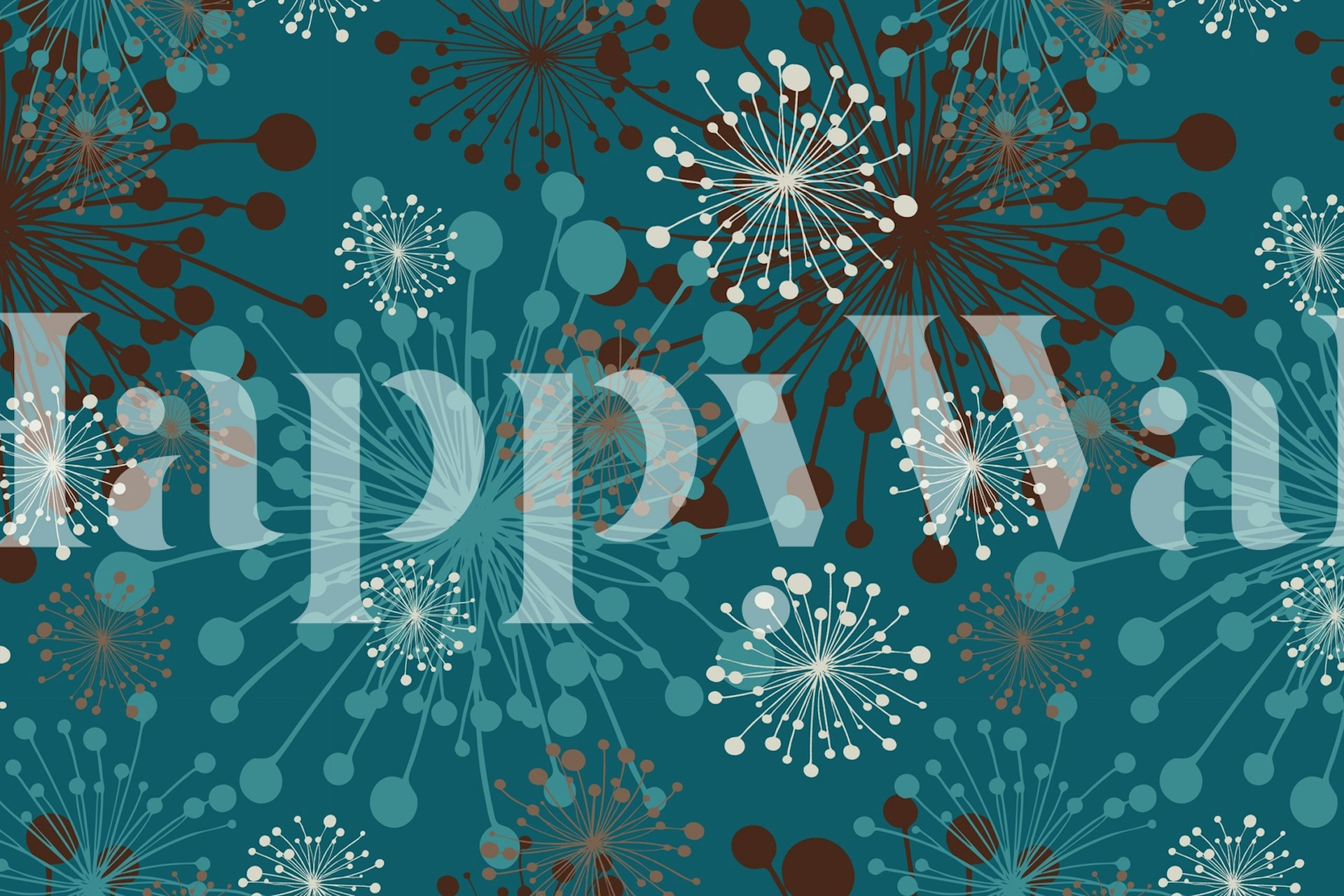 Mlecze Teal Blue Brązowa fototapeta z kwiatowym wzorem na turkusowym tle