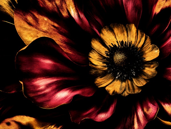 Dramatic Burgundy Gold Moody Bloom