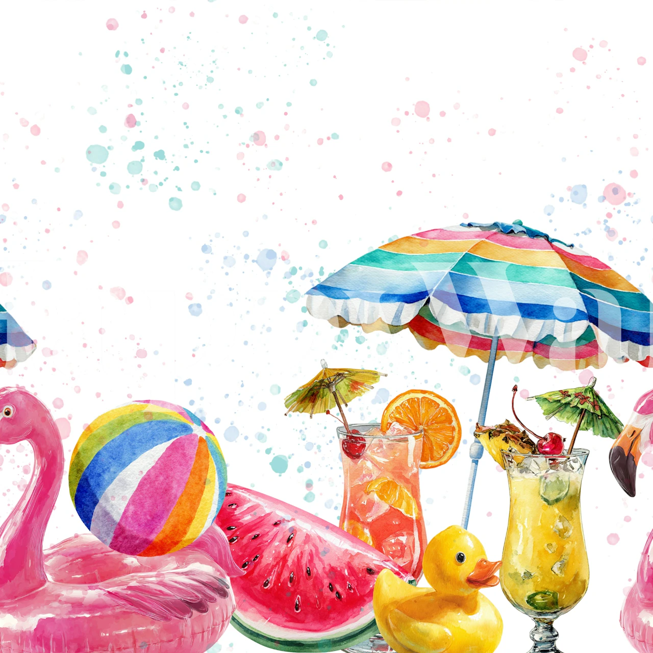Pool party wallpaper in a bright room