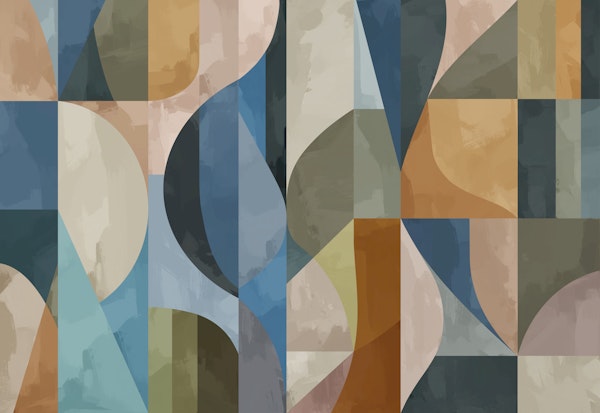 Muted Terracotta and Teal Geometry