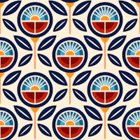 Scandi Folk Sun Rise Flower 1 wallpaper