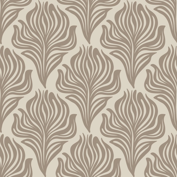 Vintage Leaves Feathers Light Brown
