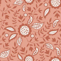 Terracotta Folk Floral wallpaper