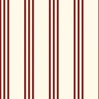 Country Ticking Striped Cherry Red and Cream behang