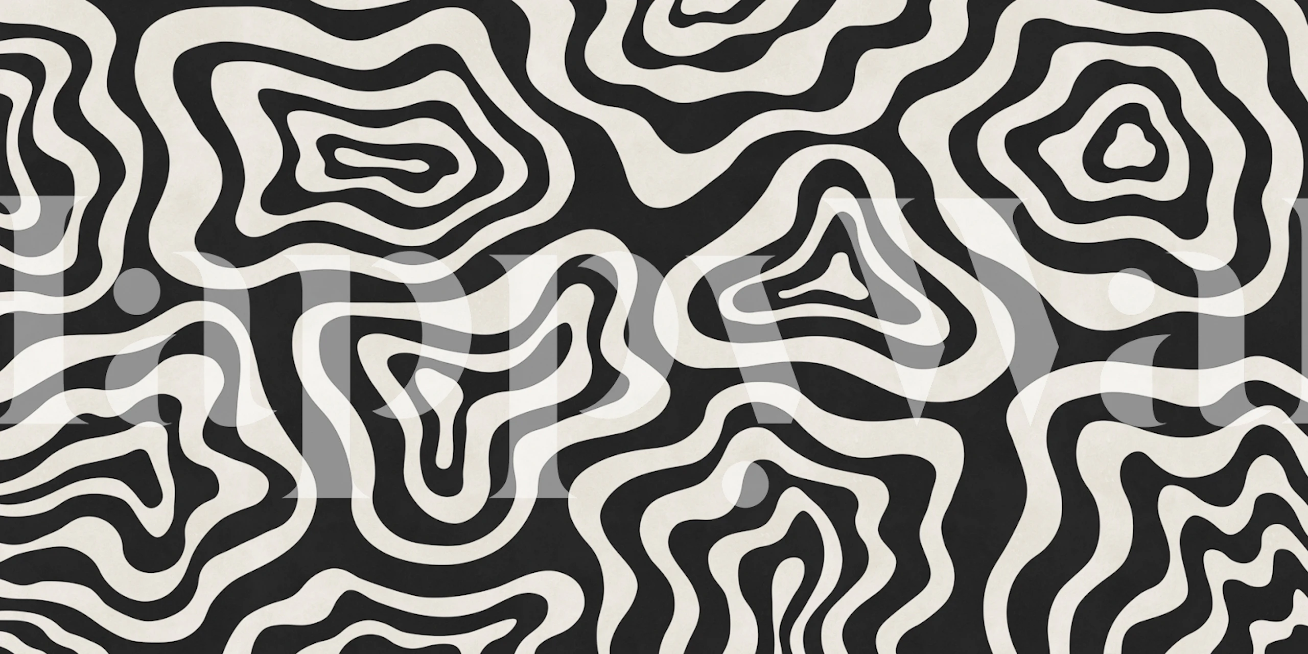 Black and white topographic waves wallpaper room