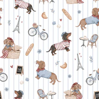 Oui Oui Weenie - blue stripes wallpaper