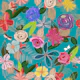 Vibrant Garden Blossoms Teal