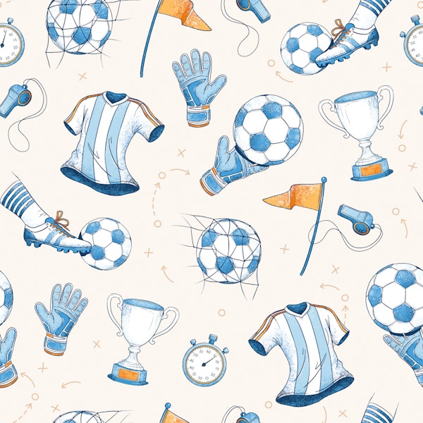 Match Day - soccer blue beige