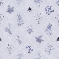 Botanical Wildflowers & Bees - Dusty Blue tapete