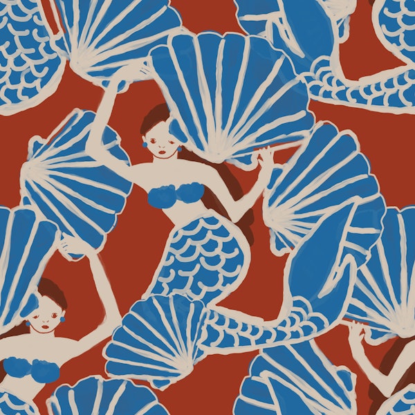 Vintage Mermaid Shell Motif