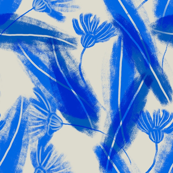 Blue Botanical Brushstrokes