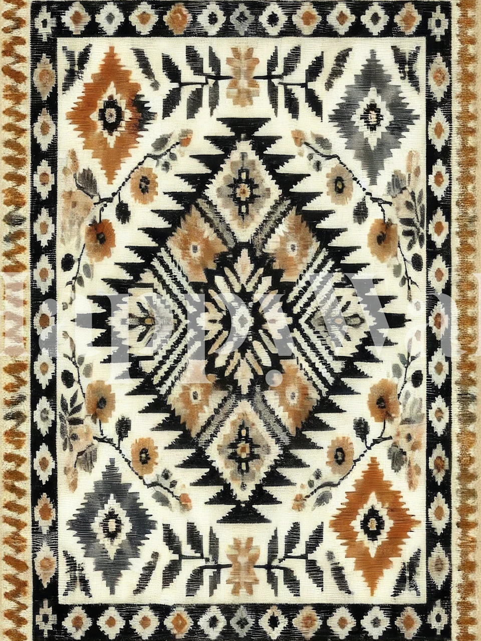 Boho kilim wallpaper in a cozy room