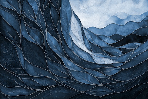Midnight Blue Feather Waves