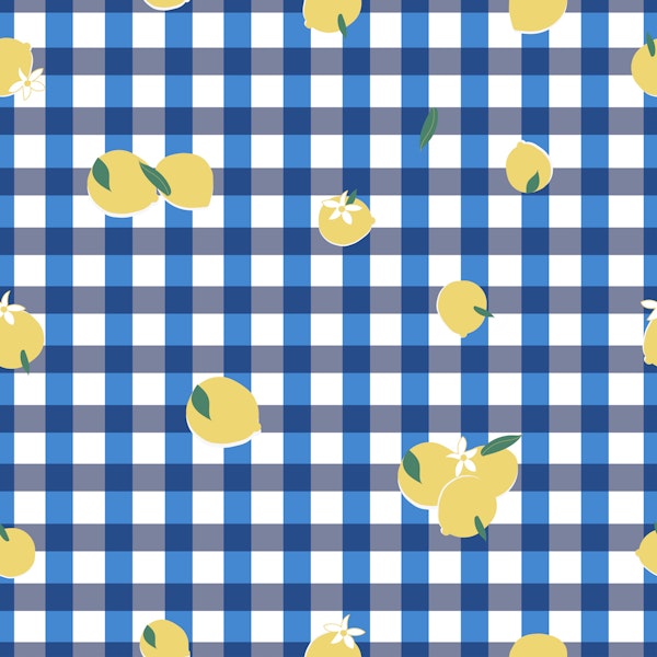 Lemon Gingham Blue Check