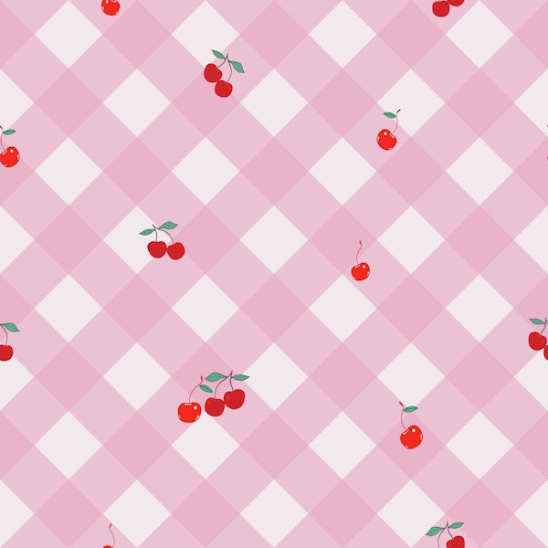 Pink Gingham Cherries