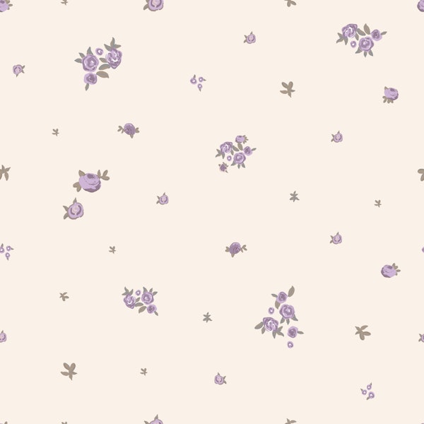 Lavender Rosebuds on Cream