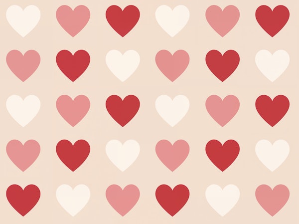 Red Pink White Hearts Grid