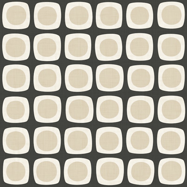 Retro Mod Rounded Squares - black beige