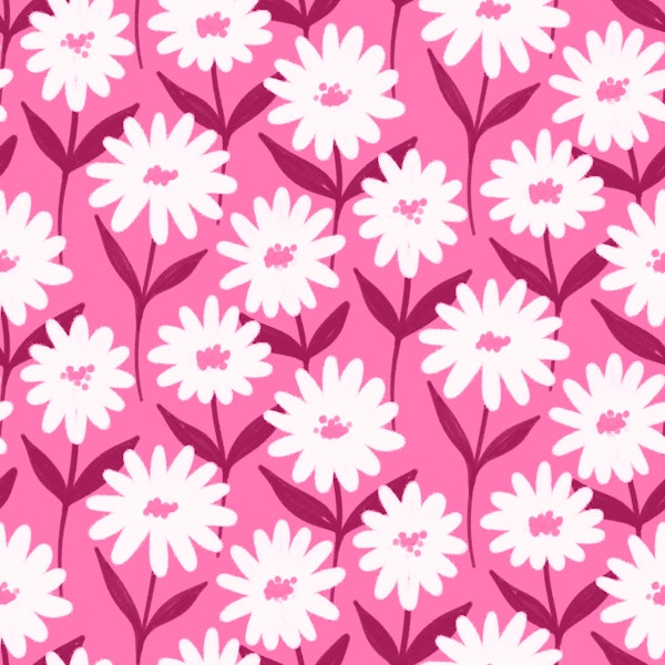 Retro Pink Floral Daisies