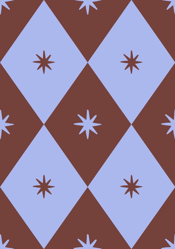 Retro Geometric Star Center blue