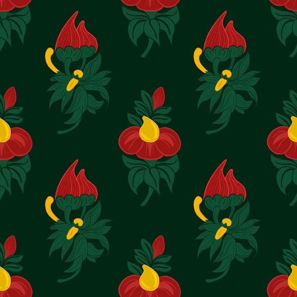 Indian Floral Bloom green
