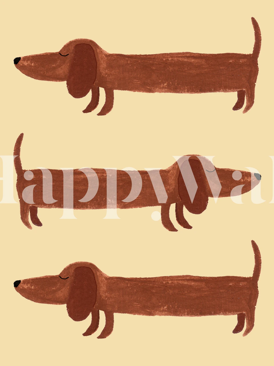 Brown dachshund wallpaper in a beige room