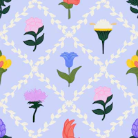 Whimsical Wildflower Lattice light blue tapet