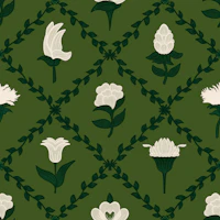Whimsical Wildflower Lattice green tapet