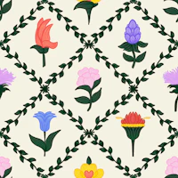 Whimsical Wildflower Lattice cream tapet