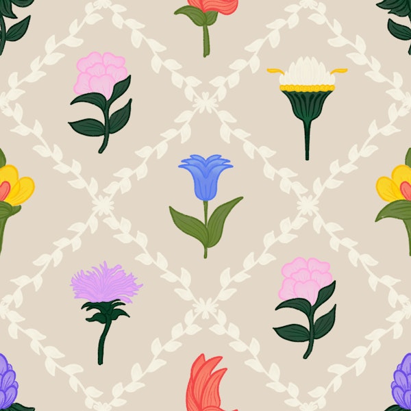 Whimsical Wildflower Lattice white