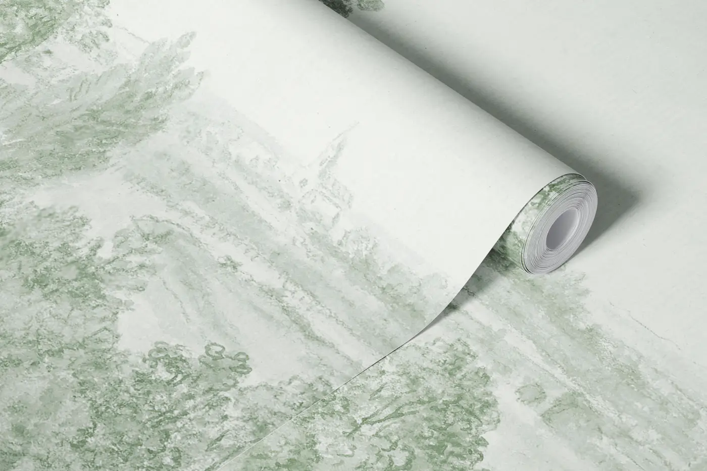 Palace Park Landscape - Soft Verdure wallpaper roll