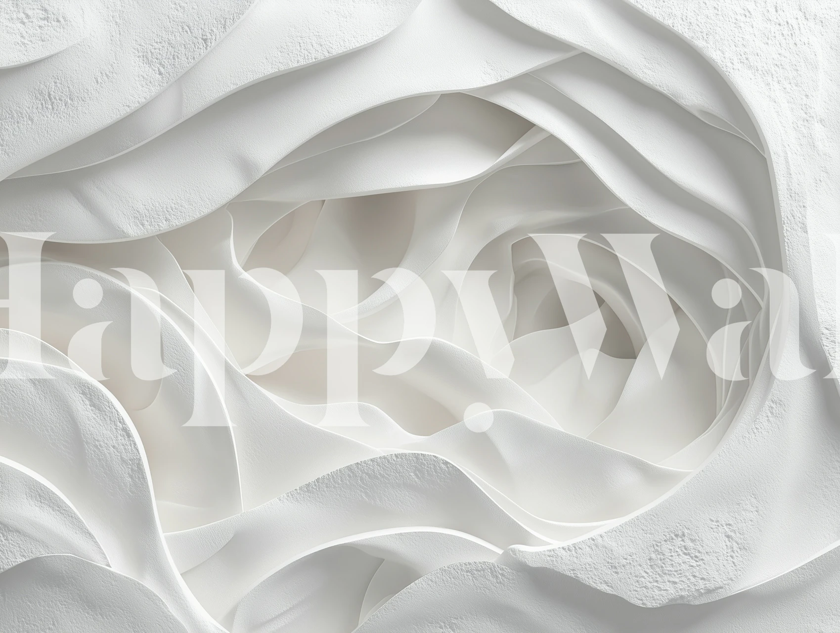 White abstract layered wallpaper in a modern room