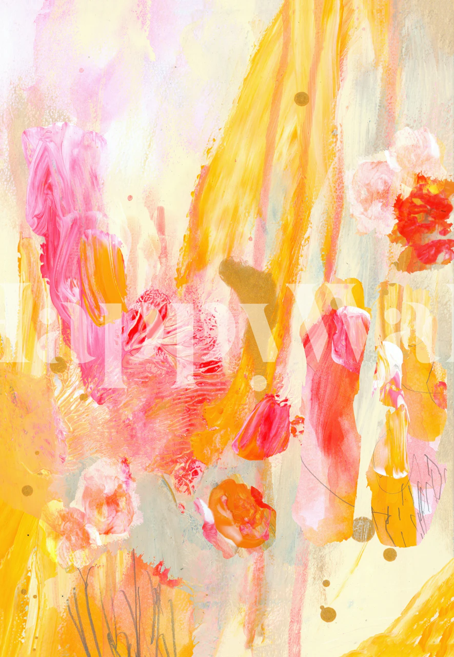Pink Citrus Brushstrokes behang