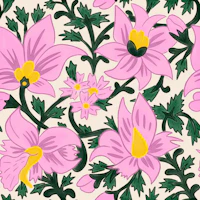Indian Floral Vine Botanical pink tapet
