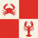 Retro Coastal Crab Lobster Duo red