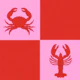 Retro Coastal Crab Lobster Duo pink