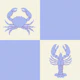 Retro Coastal Crab Lobster Duo blue