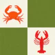 Retro Coastal Crab Lobster Duo green