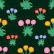 English Spring Flowers Pastel darkgreen