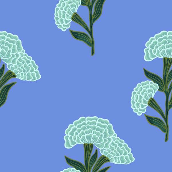 Indian Carnation repeat teal